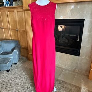 Liz Claiborne Red Maxi Dress with Beaded Bodice